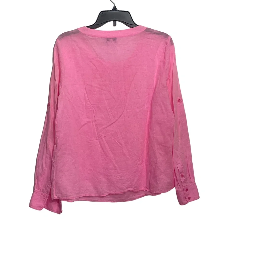 Vineyard Vines Medium Pink Semi Sheer Tunic 1/4 Button‎ Up Baby Doll Top - Picture 7 of 7